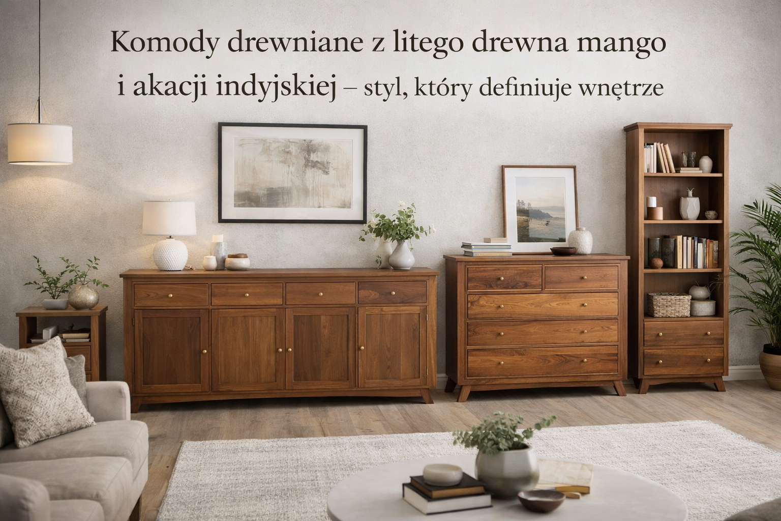 Komody drewniane z litego drewna mango i akacji indyjskiej – styl, który definiuje wnętrze