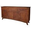 Długa drewniana komoda 180 cm-szuflady i szafki- kolor  Walnut