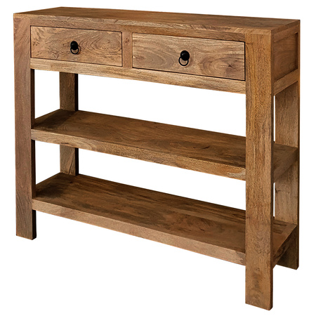 Konsola drewniana ZEN 100 cm z szufladami i półkami – toffi