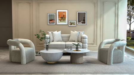 Elegancka dwuosobowa biała sofa-metalowe nogi- Nua