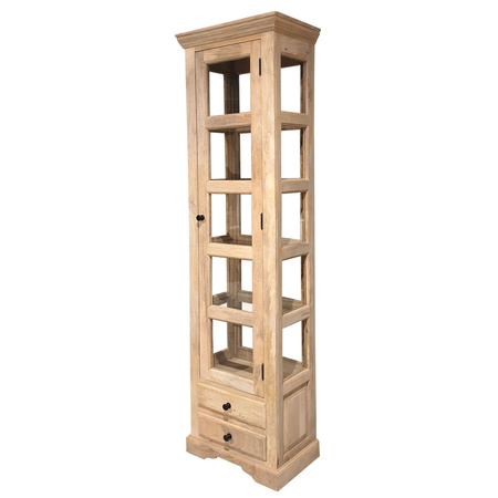 Witryna kolonialna drewniana przeszklona 53 cm – naturalne mango