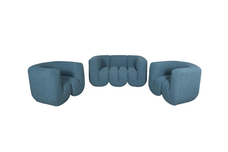 Sofa dwuosobowa tapicerowana - niebieski melanż- Nua