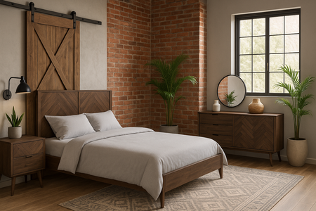 Drewniane łóżko 140 cm – styl vintage z intarsją