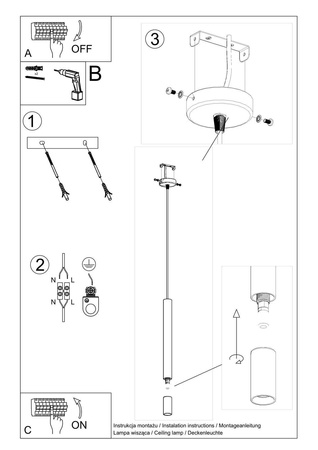 Lampa wisząca WEZYR 1 czarna