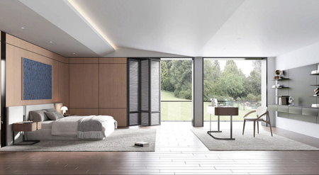 Minimalistyczna szafka nocna orzech włoski z metalową podstawą