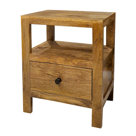 Szafka nocna drewniana z szufladą i półką ZEN 45 cm w kolorze toffi