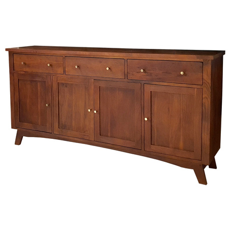 Długa drewniana komoda 180 cm-szuflady i szafki- kolor  Walnut