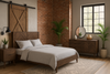 Drewniane łóżko 140 cm – styl vintage z intarsją
