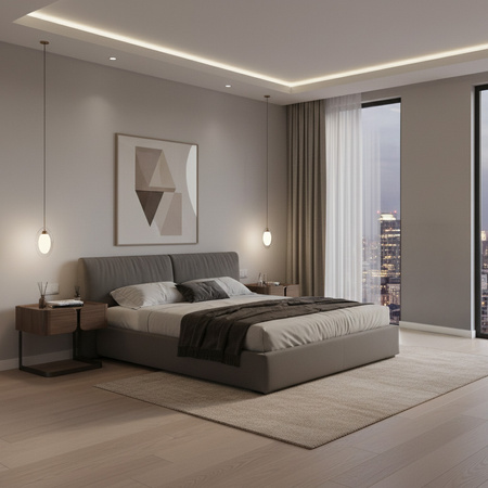 Minimalistyczna szafka nocna orzech włoski z metalową podstawą