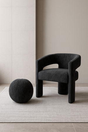 Poduszka dekoracyjna z czarnego weluru – kulista forma