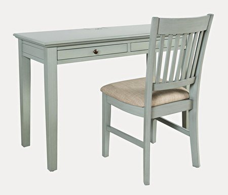 Krzesło tapicerowane szaromiętowe – styl prowansalski, drewno sosnowe