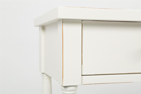 Biała konsola Avola Antique White z szufladami i półką