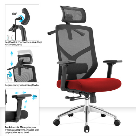 Fotel biurowy ergonomiczny Rosa czerwony ANGEL