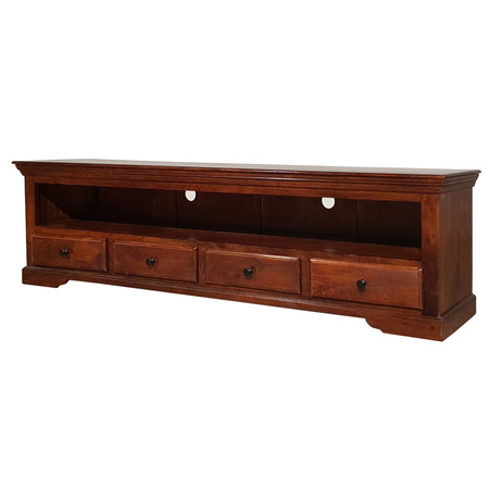 Komoda RTV kolonialna z litego drewna akacji 200 cm – ciepły brąz