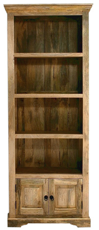 Wąski rustykalny regał z drewna mango 80x35x195 cm – kolor toffi