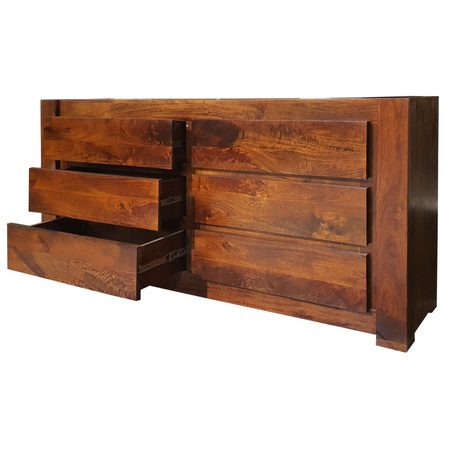 Drewniana komoda z szufladam 170 cm -mango– ciepły brąz, nowoczesna elegancja