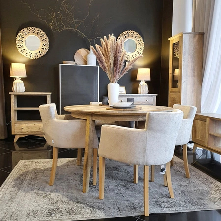 Stół drewniany okrągły z mango 120 cm – natural