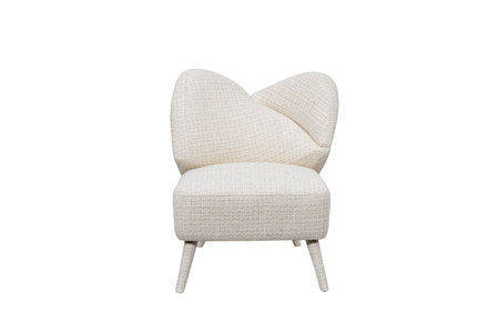 Fotel wypoczynkowy vintage z beżowej tkaniny boucle – retro design i elegancja