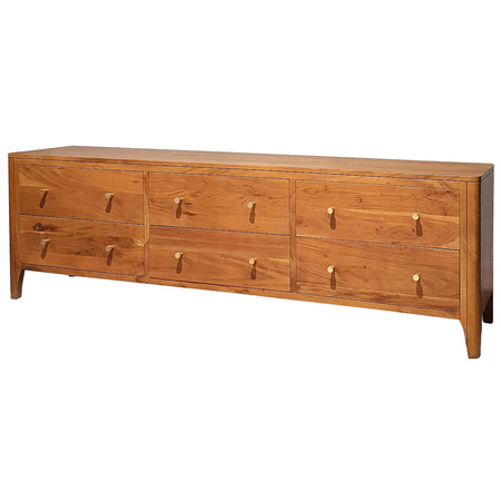 Komoda drewniana z szufladami 175 cm – jasny orzech, styl kolonialny