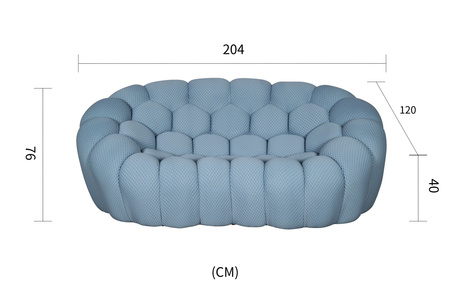 Futurystyczna sofa do salonu w błekitnoszarym kolorze- NUA