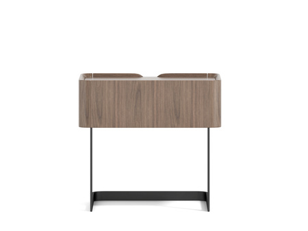 Minimalistyczna szafka nocna orzech włoski z metalową podstawą