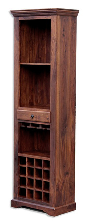 Klasyczny regał na wino 60x35x195 cm – lite drewno akacja, styl kolonialny