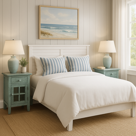 Szafka nocna- Rustykalny turkusowo-miętowy z gniazdem USB