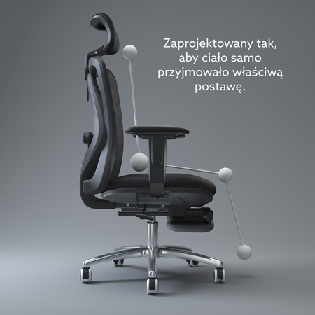 Krzesło biurowe ANGEL ergonomiczne z podnóżkiem i obrotową podstawą