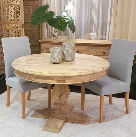 Okrągły stół z litego drewna mango na jednej nodze  115 cm–natural