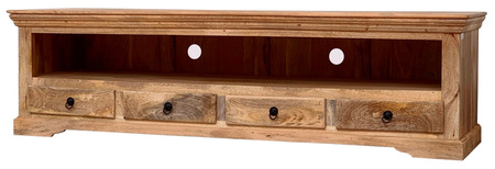 Komoda RTV kolonialna z litego drewna mango 180 cm- kolor jasny brąz toffi