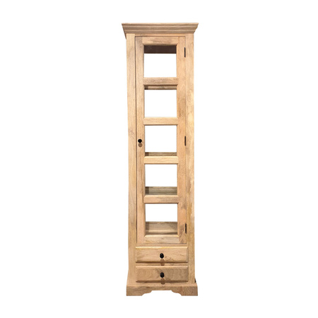 Witryna kolonialna drewniana przeszklona 53 cm – naturalne mango