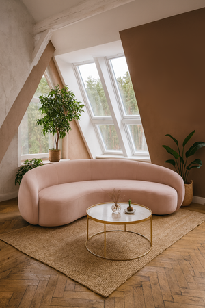 Sofa w stylu Art Deco w kolorze różowym- Nua