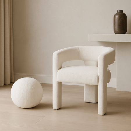 Dekoracyjna poduszka z białego weluru – KULA, designerska forma