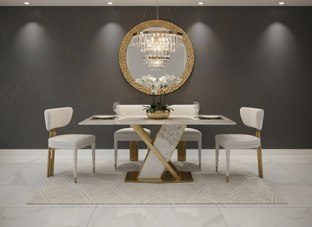 Krzesło glamour białe ze złotymi nogami