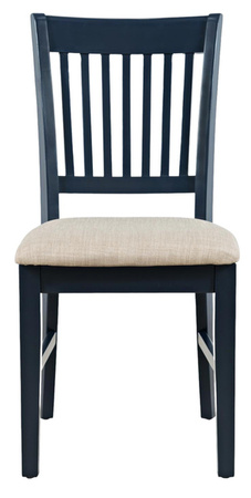 Krzesło prowansalskie do jadalni – sosnowe, ciemnogranatowe, kremowe siedzisko