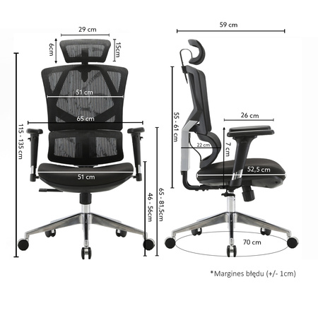 Fotel biurowy na kółkach ergonomiczny- obrotowy Dakota 2.0 SZARY