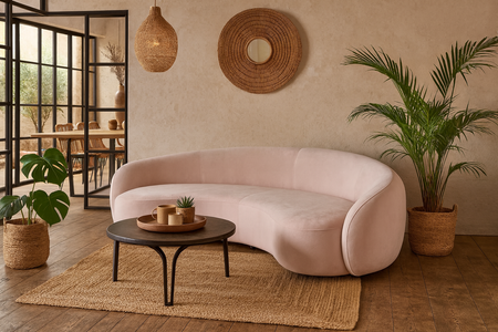 Sofa w stylu Art Deco w kolorze różowym- Nua