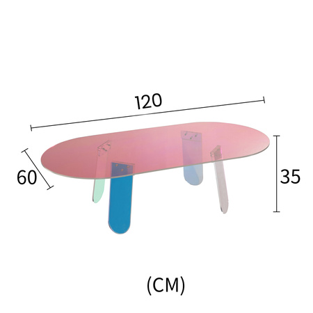 Nowoczesny stolik kawowy z opalizującego akrylu 120 cm 
