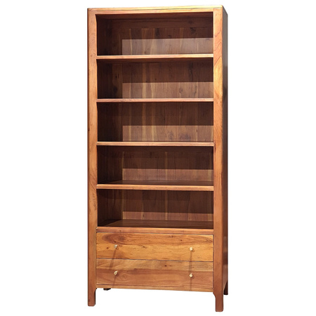 Drewniany regał z szufladami z akacji – jasny orzech