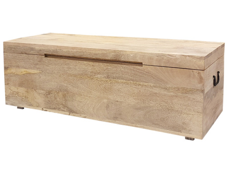 Drewniany kufer z mango na kółkach 100x40x36 cm– naturalne wykończenie