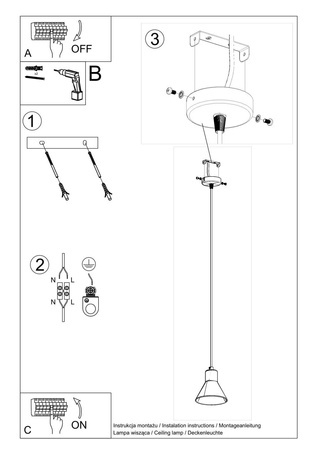 Lampa wisząca TAZILA 1 biała [ES111]