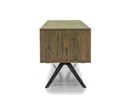 Komoda RTV drewniana 160 cm z lamelami modern vintage