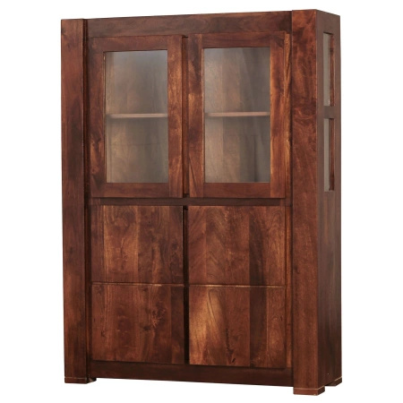 Kredens – witryna drewniana z mango 109x35x150 cm,-ciepły brąz