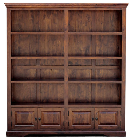 Duży regał kolonialny na książki 180x35x195 cm – drewno akacja