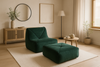 Luksusowy fotel wypoczynkowy z  podnóżkiem- butelkowa zieleń- Nua