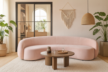 Sofa w stylu Art Deco w kolorze różowym- Nua