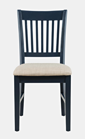 Krzesło prowansalskie do jadalni – sosnowe, ciemnogranatowe, kremowe siedzisko