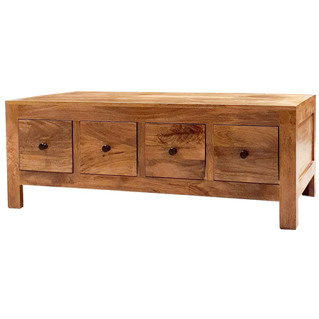 Drewniany stolik kawowy z szufladkam 120 cm i -kolor toffi