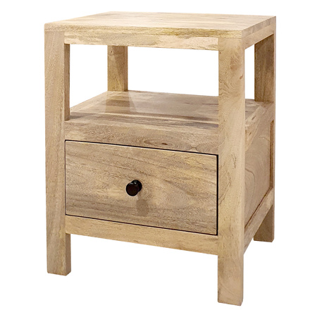 Szafka nocna drewniana z szufladą i półką ZEN 45 cm w kolorze naturalne mango