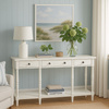 Biała konsola Avola Antique White z szufladami i półką